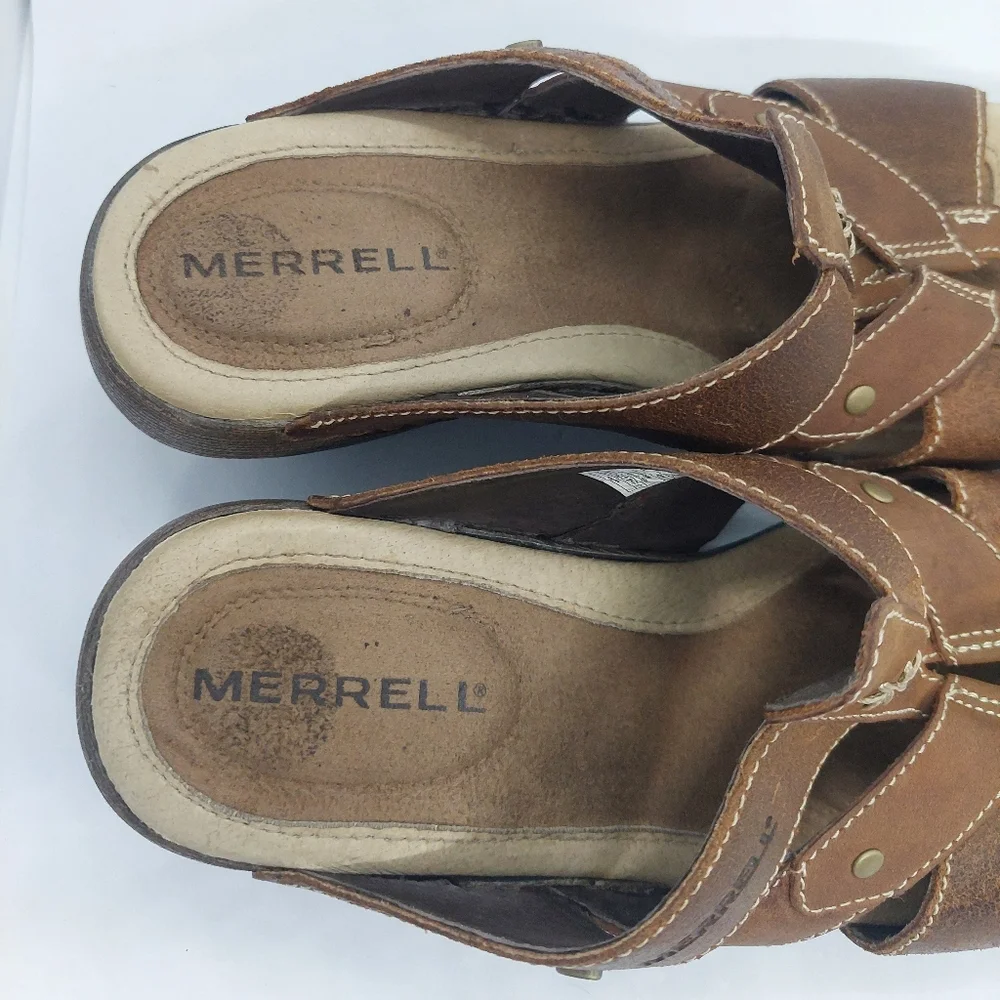 MERRELL Luxe Slide Mink Sandal Womens Sz 6 Brown Slip On Cushioned Comfort Shoes